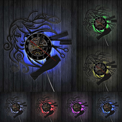 Dekorativt vinyl ur til frisørsalon