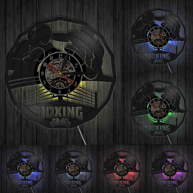 Boksning tema vægur af vinylplade