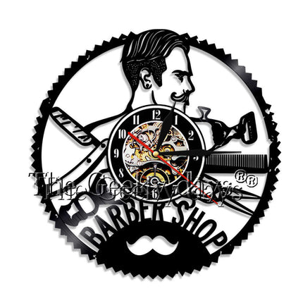 Barbershop vægur lavet af vinylplade