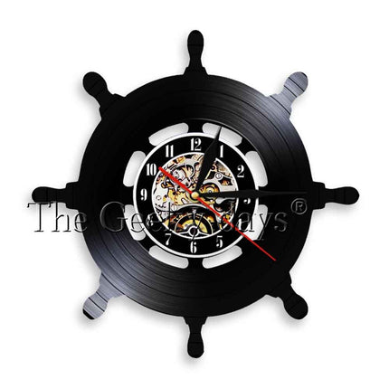 Maritimt vinyl-ur med anker motiv