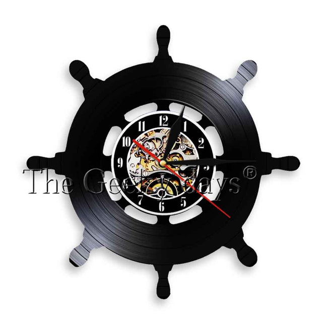 Maritimt vinyl-ur med anker motiv