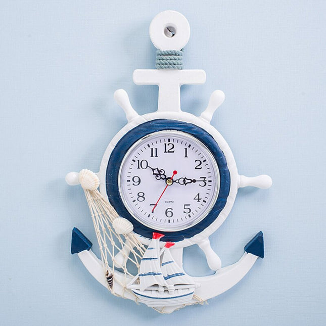 Maritimt vægur i træ anker design