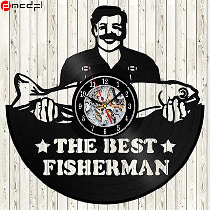 Unikt vinylplade ur til lystfisker