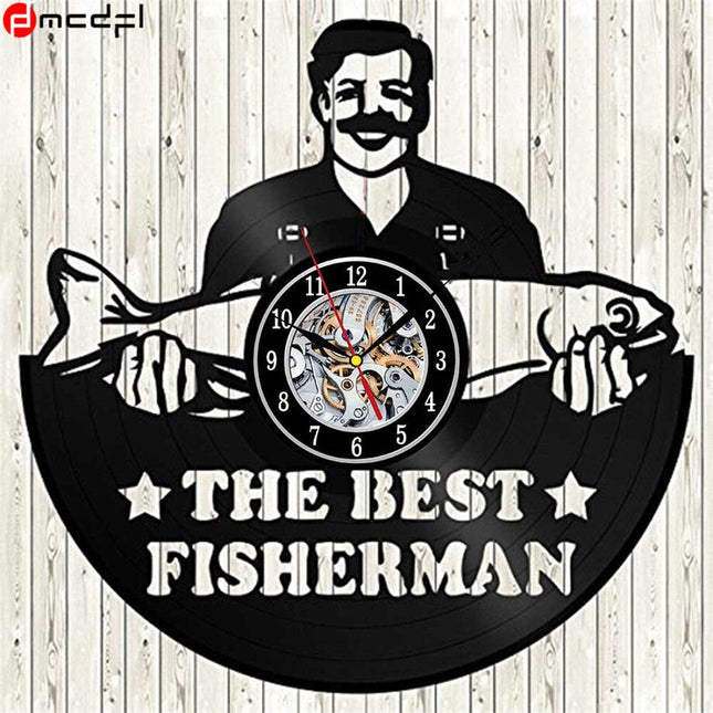 Unikt vinylplade ur til lystfisker