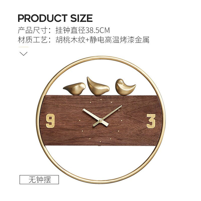 Nordisk design vægur med fugle pendul