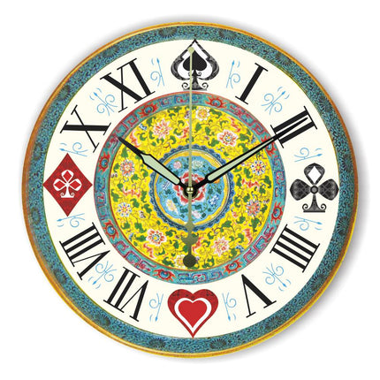 Dekorativt vægur med kinesisk kortspil motiv
