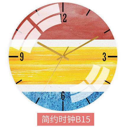 Farverigt vægur med abstrakt design