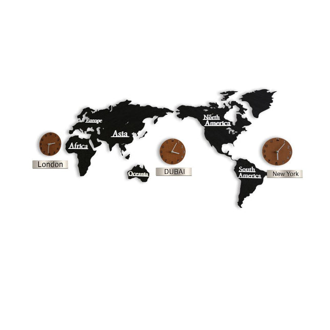 Stort verdenskort vægur med tidszoner