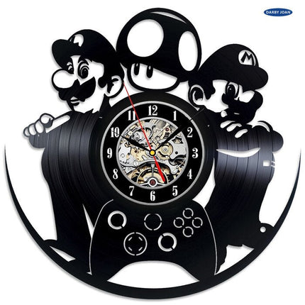 Super Mario gamer vinylplade vægur