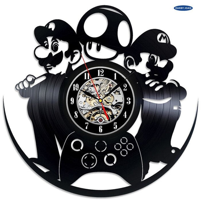 Super Mario gamer vinylplade vægur