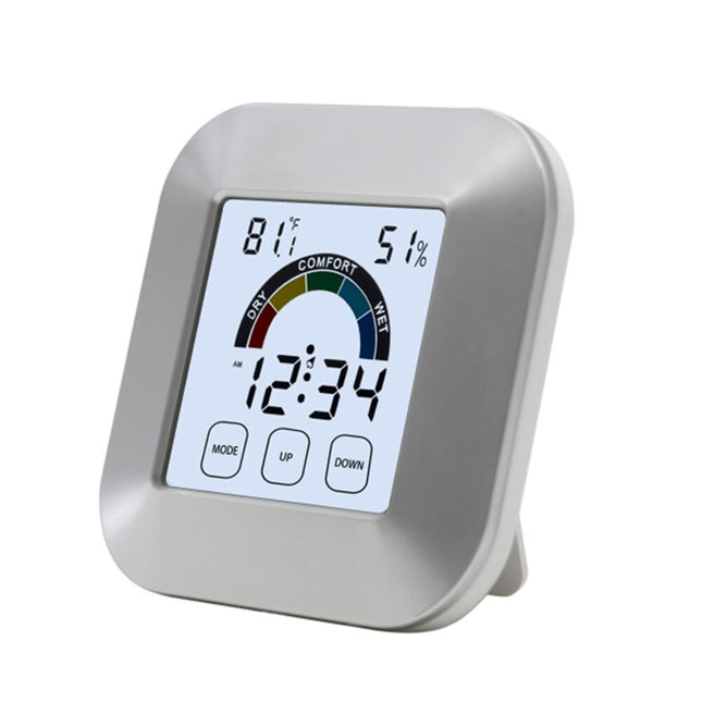 Digitalt skrivebordsur med vejrudsigt