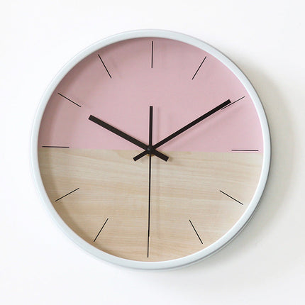 Moderne vægur i lyserød og gul