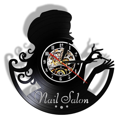 Vinylplade ur til neglesalon dekoration