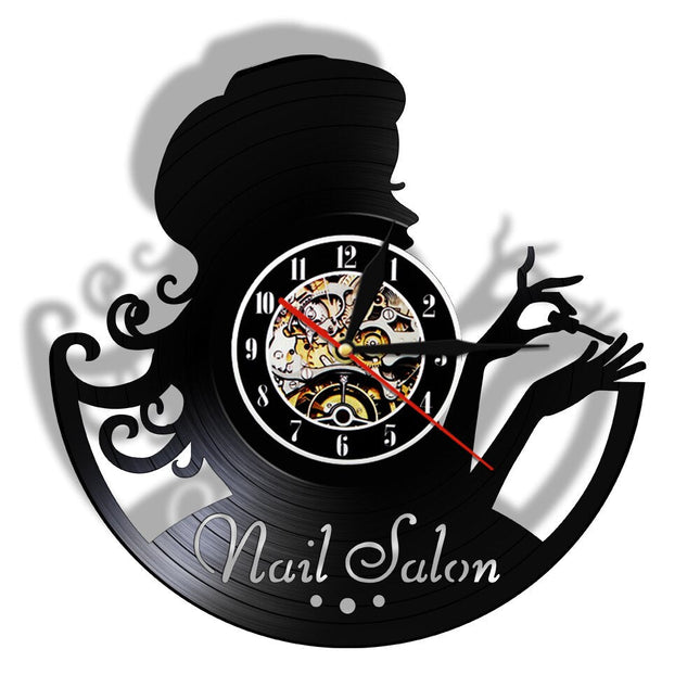 Vinylplade ur til neglesalon dekoration