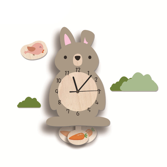 Dekorativt vægur til børn med flamingo