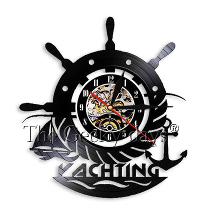 Maritimt vinyl-ur med anker motiv
