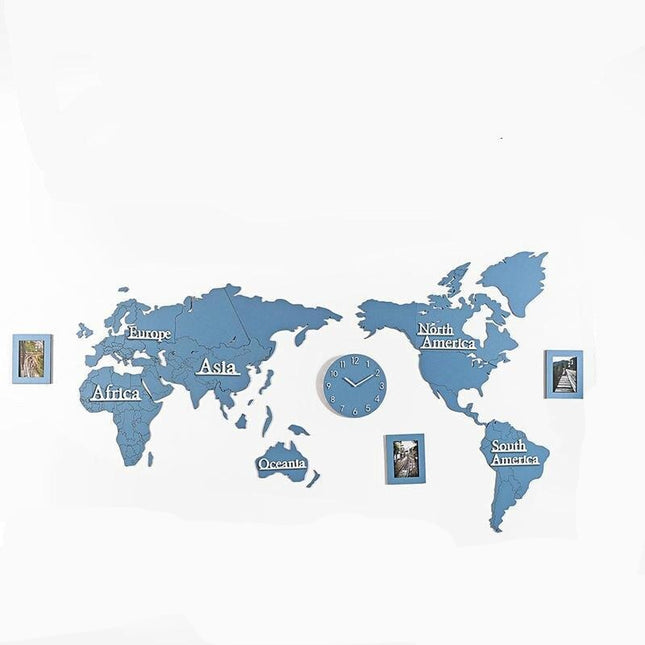 Verdenkort wallsticker ur til væggen