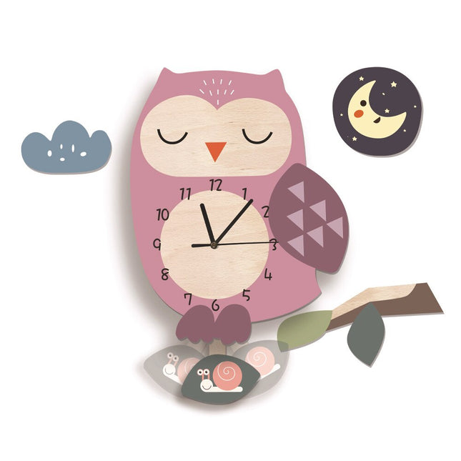 Dekorativt vægur til børn med flamingo