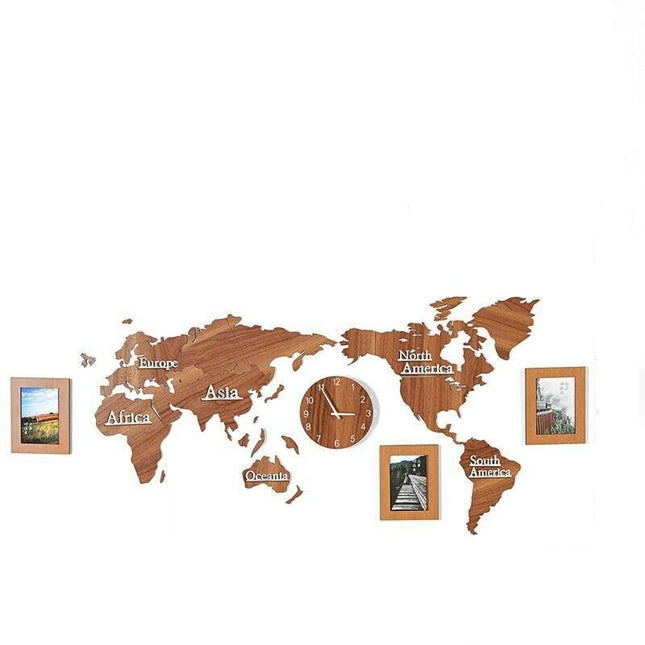 Verdenkort wallsticker ur til væggen