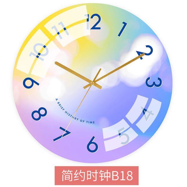 Farverigt vægur med abstrakt design