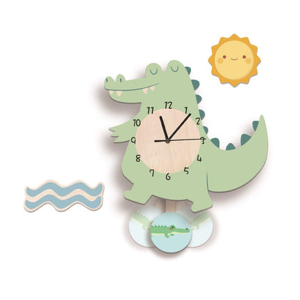 Dekorativt vægur til børn med flamingo