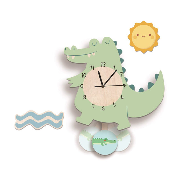 Dekorativt vægur til børn med flamingo