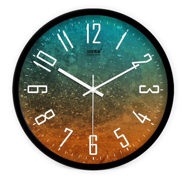 Farverigt vægur med træplanke design