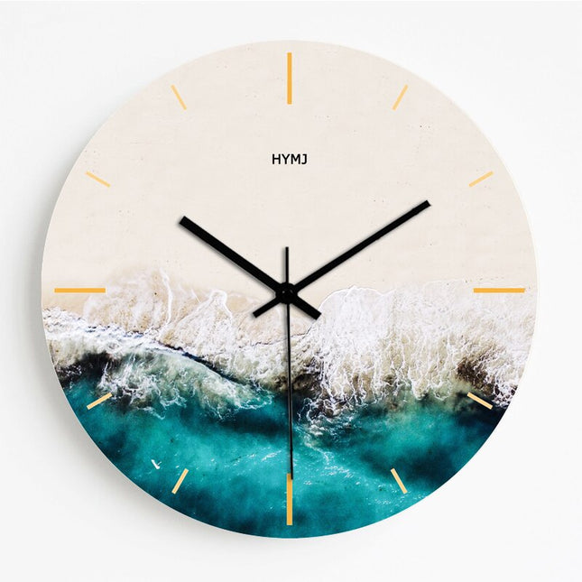 Vægur med marmor og rosaguld glitter