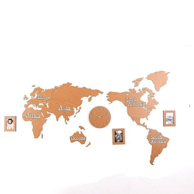 Verdenkort wallsticker ur til væggen