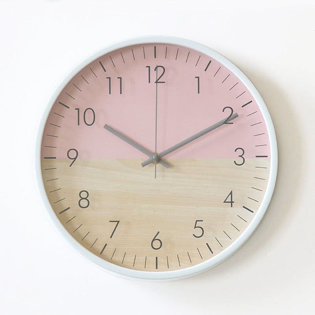 Moderne vægur i lyserød og gul