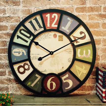 Stort vintage industrielt vægur 60 cm