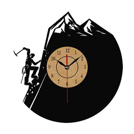Vinyl ur med bjergklatring silhuet
