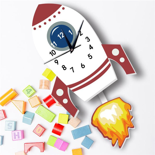 Vægur til børneværelset med raket