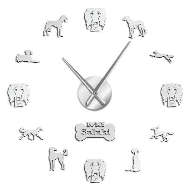 DIY vægur med Saluki hunde silhuetter