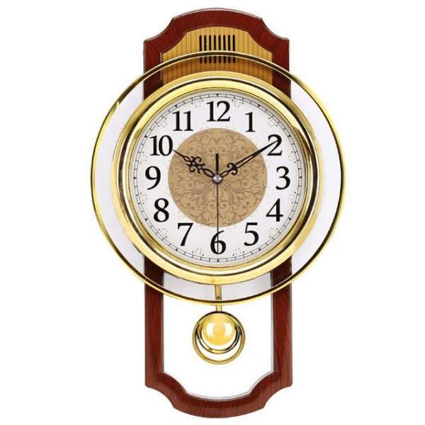 Klassisk vægur med pendul guld