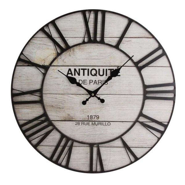 Stort hvidt vintage vægur Grand Hotel