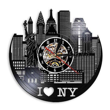 I Love NY skyline vinyl vægur