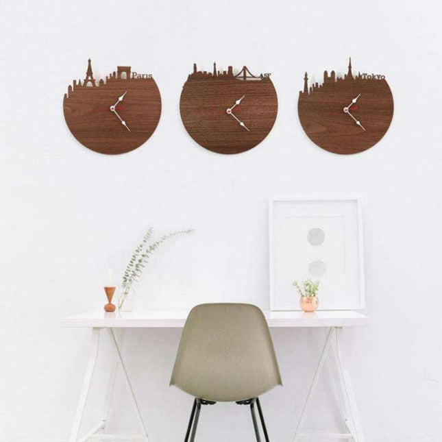 New York skyline vægur i træ