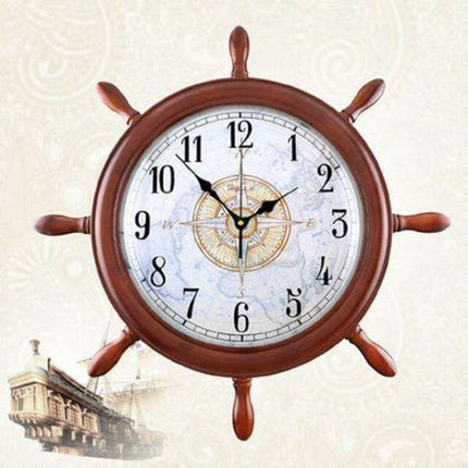 Stort maritimt vægur som skibsror