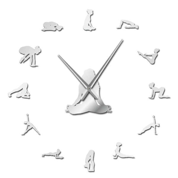 Stort DIY vægur med yoga stillinger