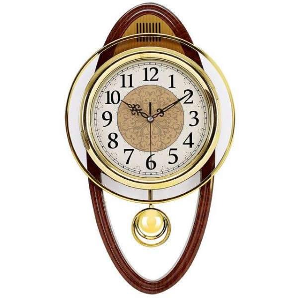 Klassisk vægur med pendul guld