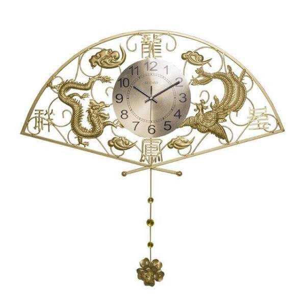 Stort asiatisk vægur med drage design