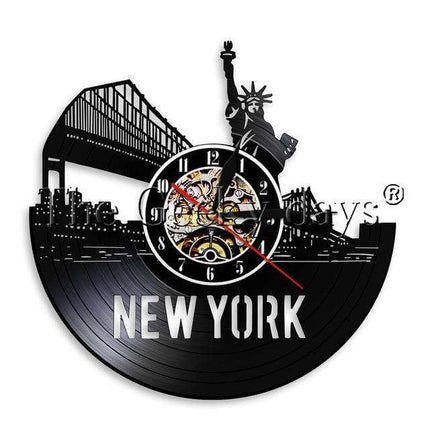 Vægur af vinylplade med Brooklyn Bridge