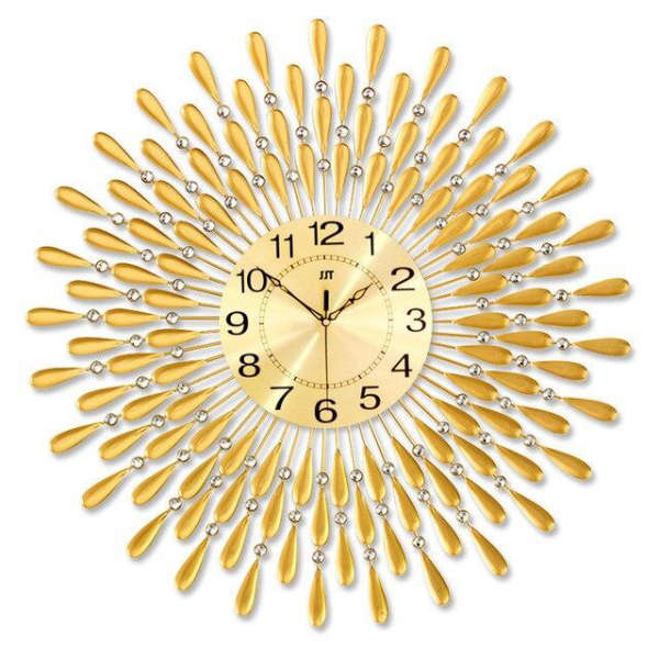 Stort guld solstråle vægur design