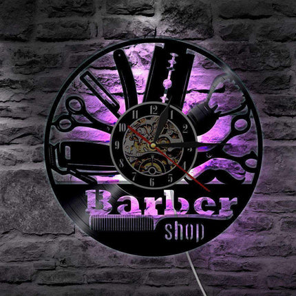 Barbershop vinyl vægur med LED-lys