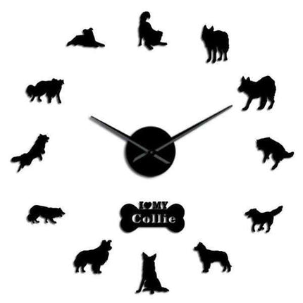 DIY vægur med Border Collie silhuetter