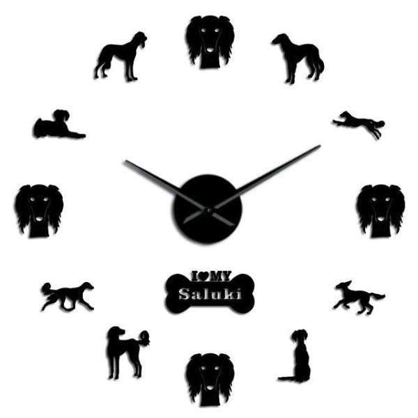 DIY vægur med Saluki hunde silhuetter