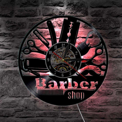 Barbershop vinyl vægur med LED-lys