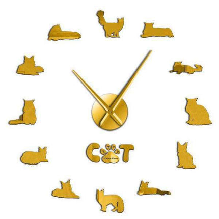 DIY vægur klistermærke med katte silhuetter