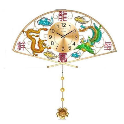 Stort asiatisk vægur med drage design